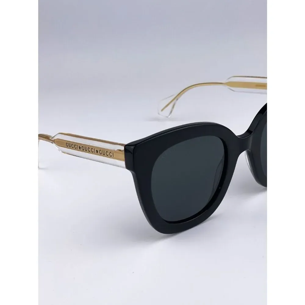 NEW Gucci Sunglasses GG0564SN 001 Cat Eye Crystal Gold Black Grey
